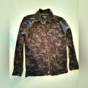 Psycho Bunny Shirt Mens Size XS Black Camo Print Lime Green Cotton Casual Prep